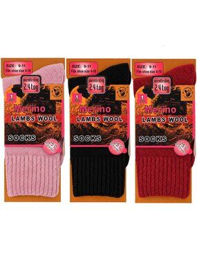 Women's Lamb Wool Socks Warm Winter Hiking Merino Lamb Wool Socks, 3 Pairs, NEW